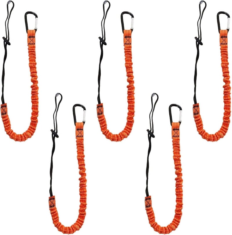 Carivia Tool Lanyard with Buckle Strap 5Pcs, 31.5 "-43.3" Extendable Length Tool Tether Lanyard with Carabiner and Adjustable Loop End, Scaffolding Roofing Fall Protection Tool Belts Accessories - Image 1